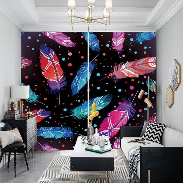 

curtain & drapes feather jalousie living room printing curtains 3d bedroom chinese colored