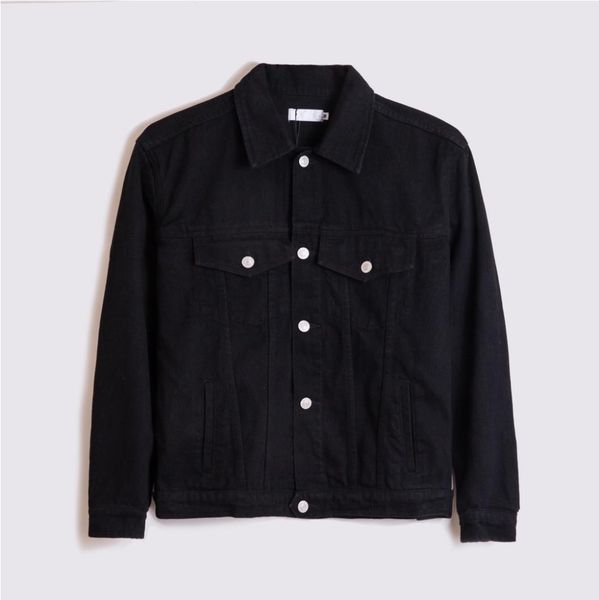 

autumn and winter paris heavy industry letter print black denim jacket men women couples, Black;brown