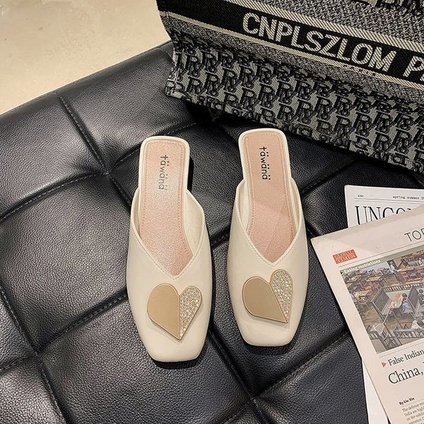 

sandals women slippers luxury designer summer casual mules shoes woman ladies high heels metal decorative pantoufle femme meg8, Black