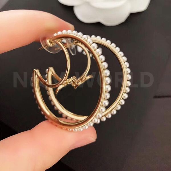

hoop & huggie jewelry&accessories inlaid pearl and gorgeous hollow moon shaped earring color zircon women's party gift, Golden;silver