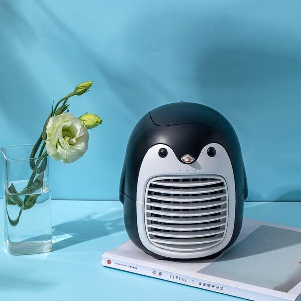 

2000mah cute penguin air cooling fan deskwireless conditioner 3 gears wind speed mini ventilator water mist electric fans