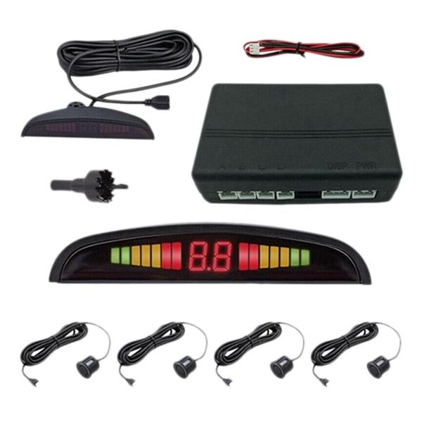 

car rear view cameras& parking sensors 4 black led display sensor 22mm voice reverse backup sound alert indicator probe system