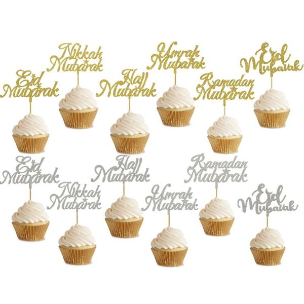 

other festive & party supplies 20 pieces 3x5inch glitter gold silver eid mubarak ramadan cupcake er for muslim decoration