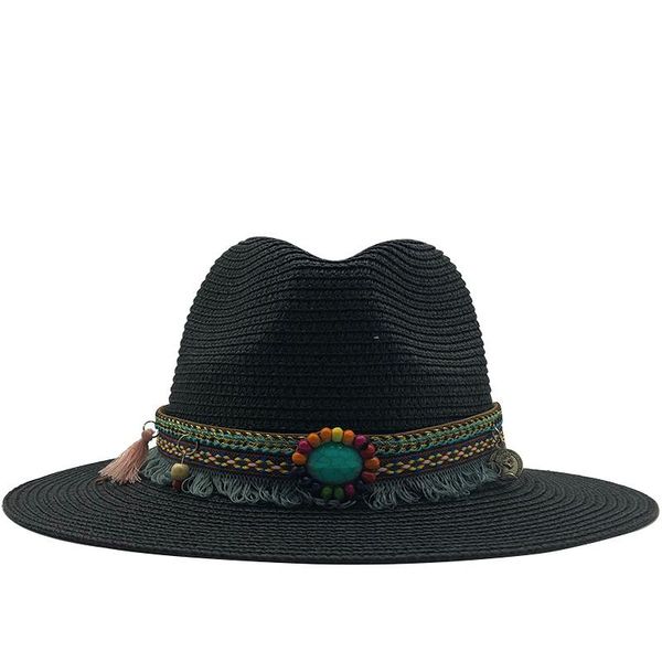 

wide brim hats 2021 summer women's jazz caps for men with birm girl straw vintage hat floppy sun beach cap gorros, Blue;gray