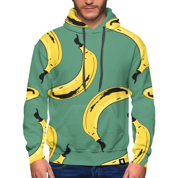 

banana design pattern men s 3d printing hoodie visual impact party punk gothic round neck american sweatshirt hoodie workout, Black