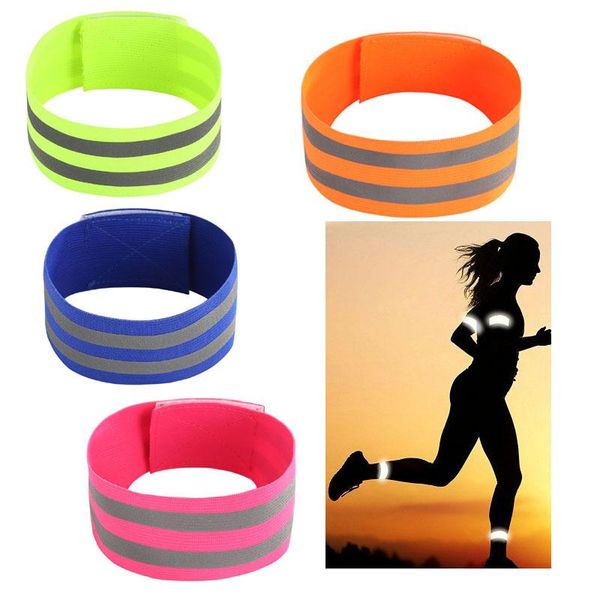 

elbow & knee pads reflective belt arm safety night running cycling bicycle strap wrist ankle leg, Black;gray