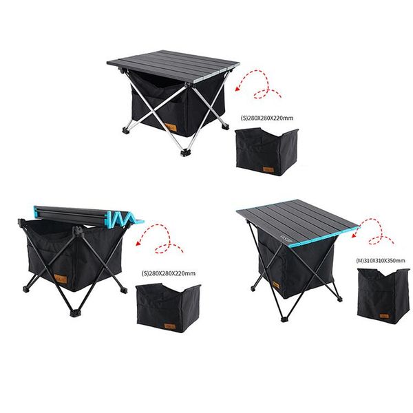 

camp furniture outdoor picnic foldable table camping desk with waterproof tableware clothes storage bag ultralight aluminium bbq folding tab