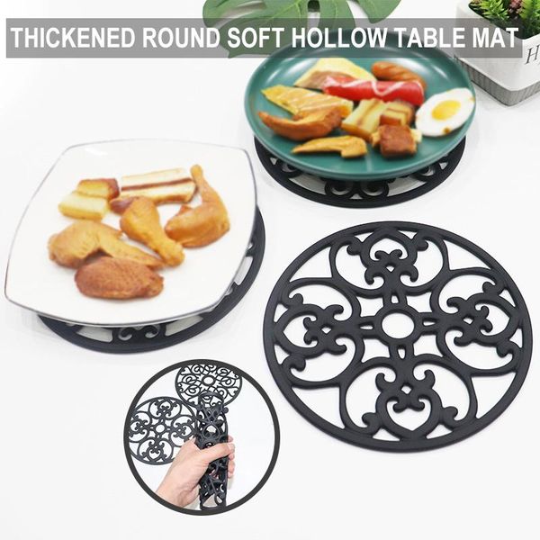 

mats & pads silicone table mat set of 3 vintage floral design placemats flexible non slip thick round pot for kitchen