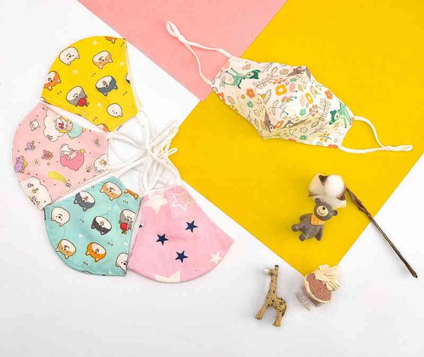 

cartoon children's independent packaging printed washable cloth can insert pm2.5 filter mib mask