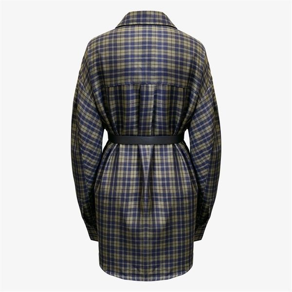 

getspring women shirt blouse vintage plaid shirts long women shirt bandage long sleeve designer shirt women casual plus size, White