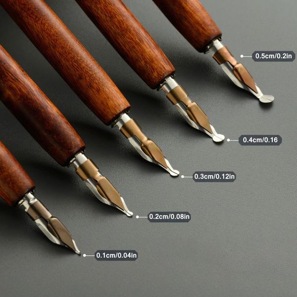 

party favor luxury fountain pen fluent calligraphy pencil kit with ergonomic handle dip wooden stationery school office supplies 5pcs