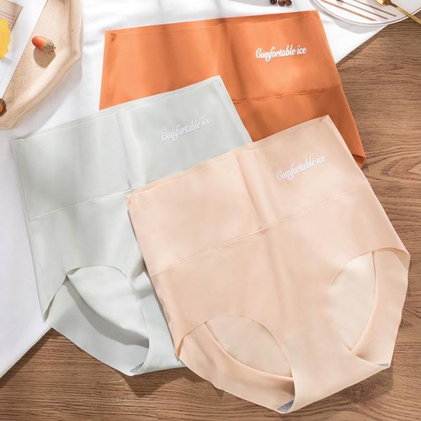 

women's panties female high waist ice silk health underwear slim hip lift lingerie soft breathable comfortable briefs, Black;pink