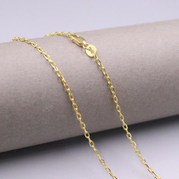 

chains au750 real 18k yellow gold chain neckalce for women female 1.8mmw cable choker necklace 14''l jewelry, Silver