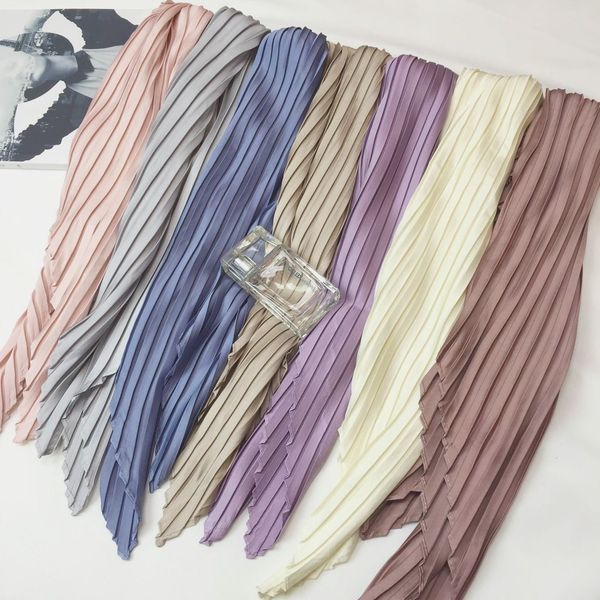 

spring and summer new crinkle pure color women's korean version versatile decorative small square scarf scarves, Blue;gray