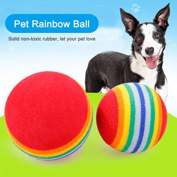 

cat toys colorful ball rainbow chew toy interactive pet chewing rattle scratch for kittens puppies supplies