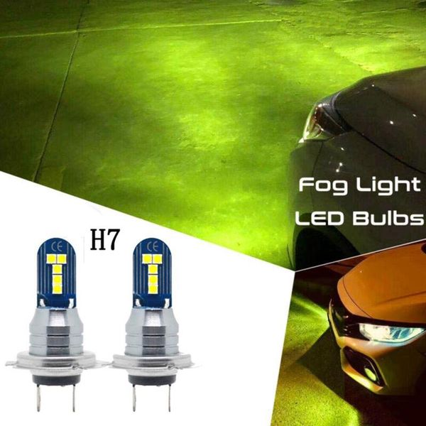 

car headlights 2pcs set led bulbs super bright lime green h7 fog lights lamp energy saving