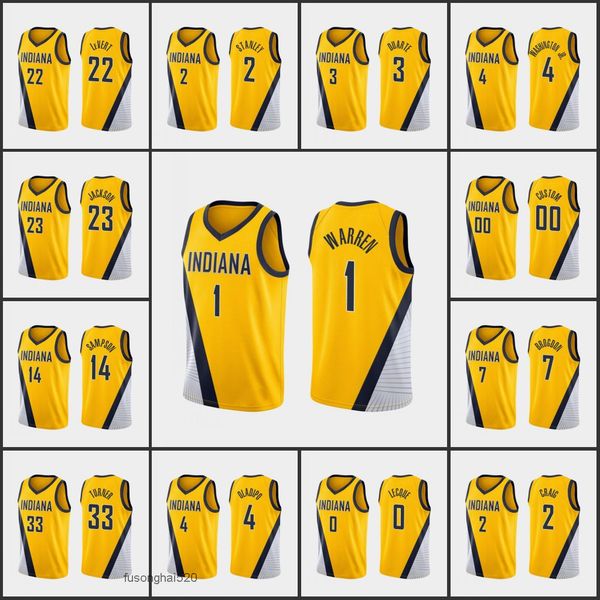 

printed custom indianapacersmen t.j. warren jalen lecque torrey craig caris levert jakarr sampson myles turner custom gold statement edition, Black