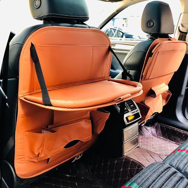 

car organizer multi-function storage bag automobile back seat leather with tray hanging interior accessories
