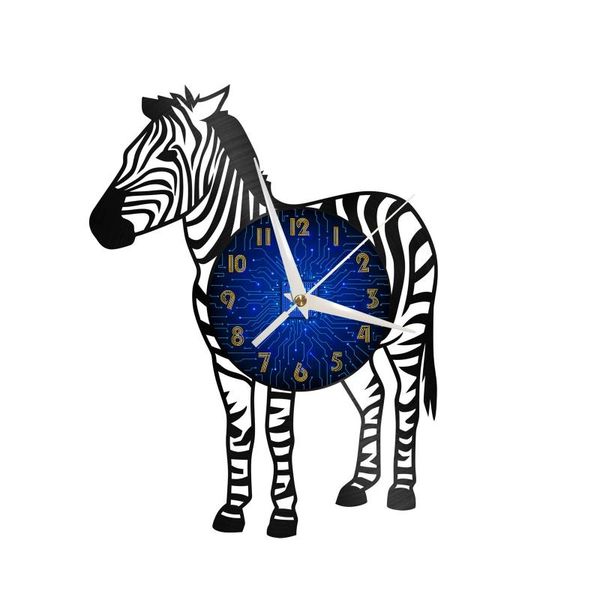 

wall clocks zebra modern design home decore art record silent 3d clock for studio club zoo office living room decoration