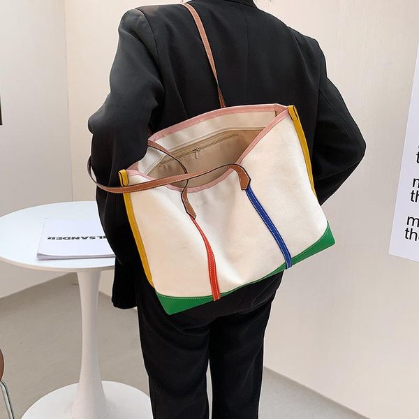 

evening bags 2021 fashion shoulder bag simple canvas color contrast female casual student schoolbag all-match handbag