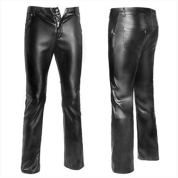 

fashion skinny leather casual slim women pant washing locomotive, Black