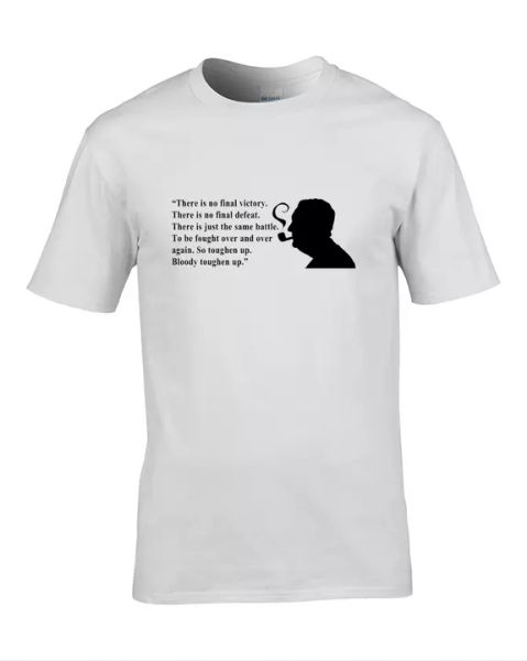 

there is no final victory- tony benn quote- political t-shirt, White;black