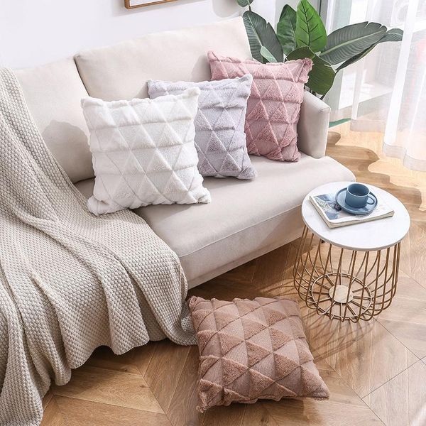 

cushion/decorative pillow 45*45 geometric triangle plush throw cushion cover home decor pillowcase outdoor garden bed decorative flocked pil