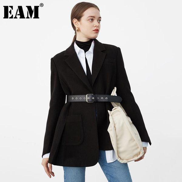 

women's suits & blazers [eam] women black brief irregular think blazer lapel long sleeve loose fit jacket fashion tide spring autumn 20, White;black