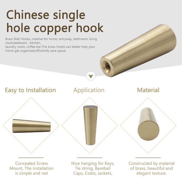 

4pcs easy install accessories for hanging home decor towel holder wall hook gold brass coat hanger bathroom multifunctional hooks & rails