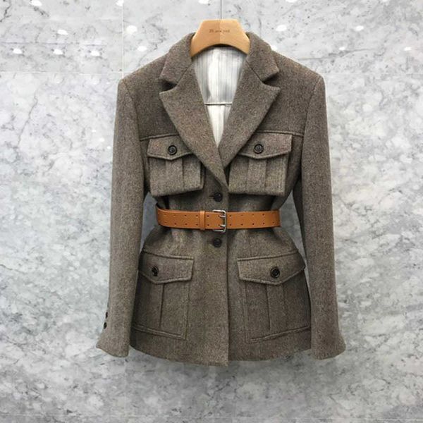 

[ewq] korea chic temperament solid color woolen blazer women autumn notched loose single breasted long sleeve suit coat 210930, White;black