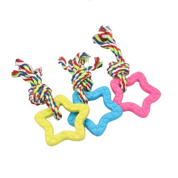 

dog apparel 1pc pet supplies tpr toys bite toy pentagram plus small rope exotic