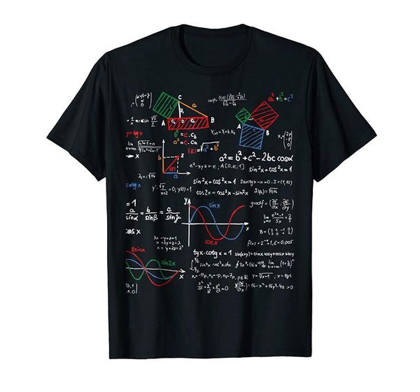 

math t-shirt teacher formulas cheat sheet cool geek nerd tee men's t-shirts, White;black
