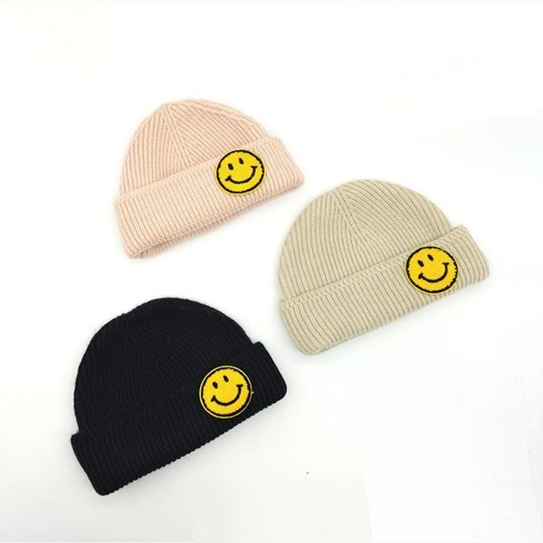 

beanies fashion winter women's hat ladies cute casual smile patch knit skullies hip hop caps cuffed thick warm beanie cap