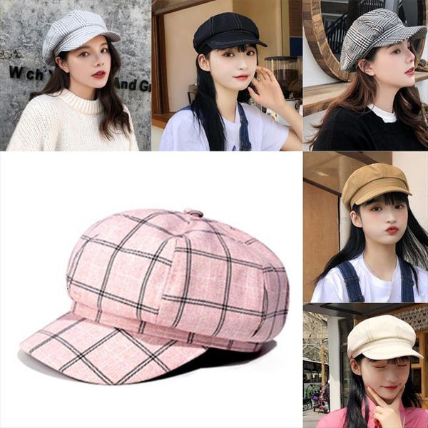 

women fashion cotton octagonal cap painter retro literary hats newsboy autumn winter ladies casual beret hat chapeau, Blue;gray