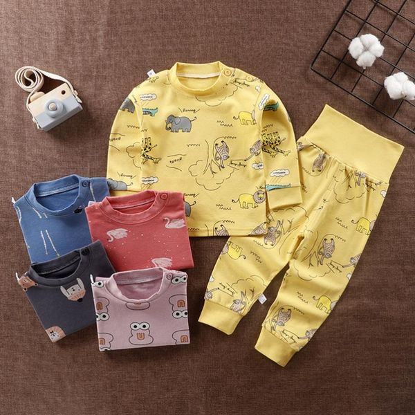 

pajamas children cotton baby boy pajama sets for girls animal cartoon tees pants outfits kids toddler long johns lounge set 2021, Blue;red