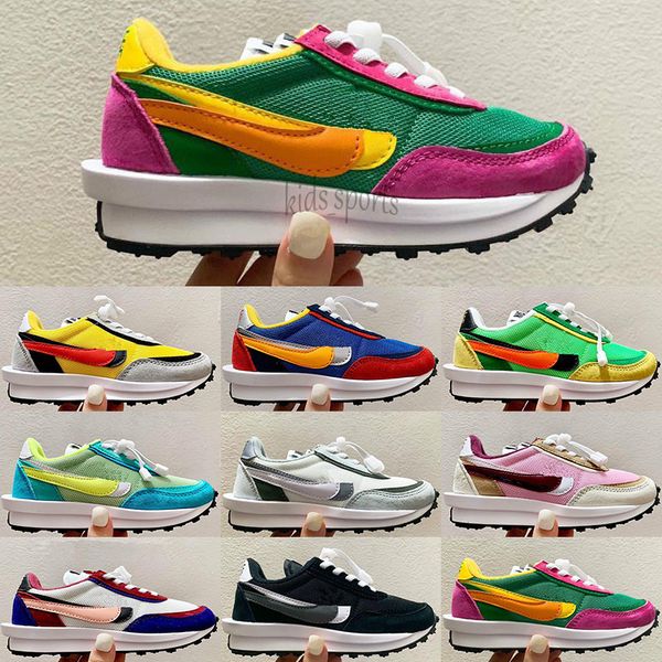 

2022 kids running shoes sacai x ldv waffle sneaker boy girls triple black white boy girl trainers sports sneakers size 22-35