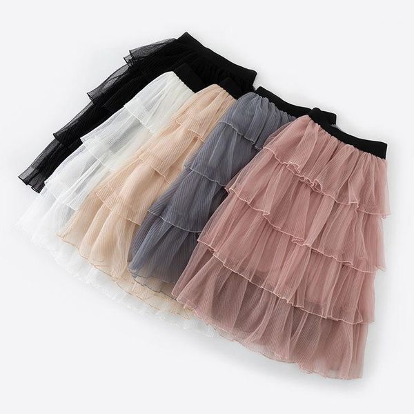 

skirts baby girls tutu layered kids ball gown 2021 summer autumn solid long skirt princess child clothes1, Blue