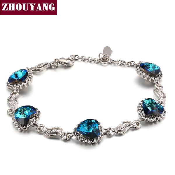 

classic design heart of ocean silver color fashion party charm bracelets & bangles jewelry zyh115 link, chain, Black