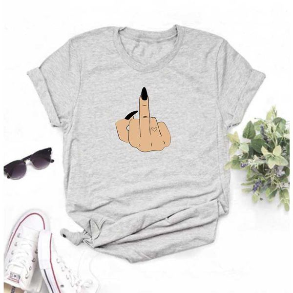 

women's t-shirt linna ladies fingerprint print fashion harajuku 90s black nail punk hip-hop fashionable women, White