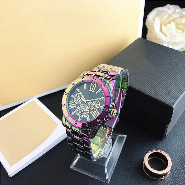 Montre Homme Mens Watches Tag Quartz Movement Relógio Completo Diamante Feminino Roxo Relógios de Pulso Relógio