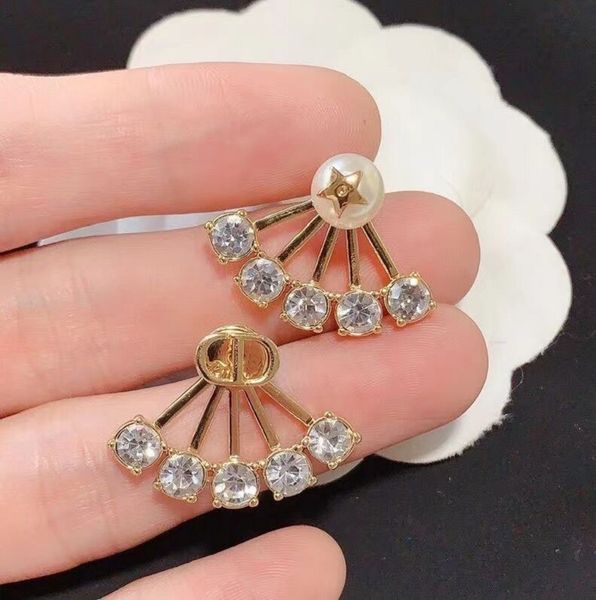 

aaa designer jewelry home 2021 new fan-shaped inlaid earrings net red same fashion simple personality earrings for women, Silver