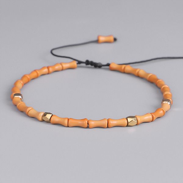

vintage olive nut bamboo handmade charm bracelets jewelry copper beads woven bracelet for women men party gift, Golden;silver