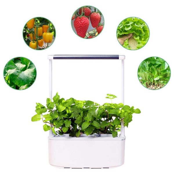 

planters & pots 3 plant indoor hydroponics growing system garden starter kit with led grow light smart planter for home kitchen