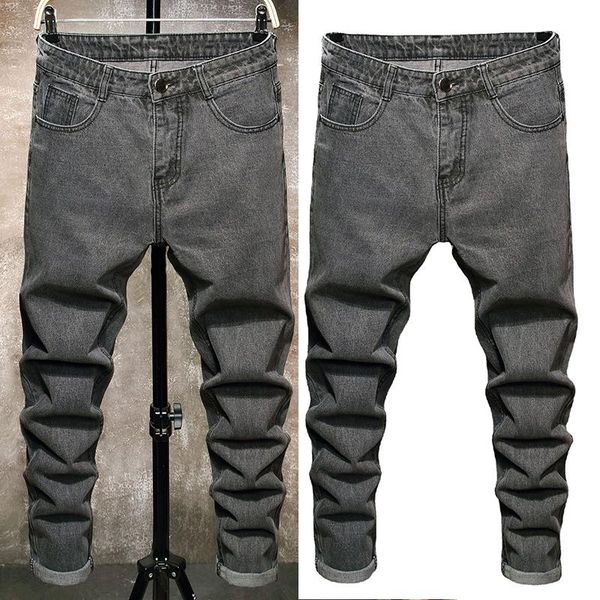 

men's jeans trend fashion men gray small straight, Blue