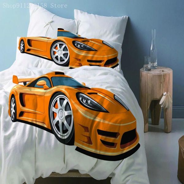 

bedding sets children's bedroom full  king size car pattern print duvet quilt cover set and pillowcases