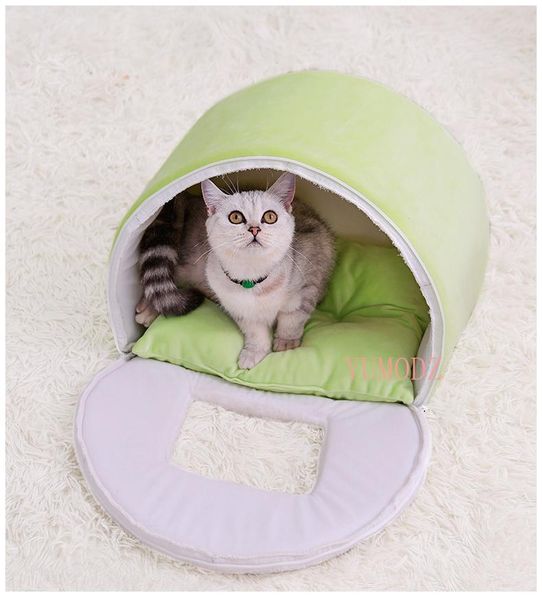 

cat beds & furniture warm cave removable cover washable pet cute tent house puppy nest for small dog accessories