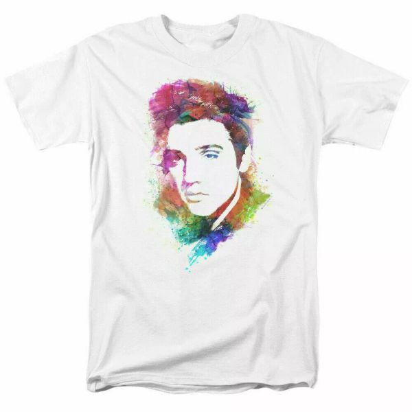 

elvis presley watercolor king t shirt licensed rock n roll music band tee white, White;black