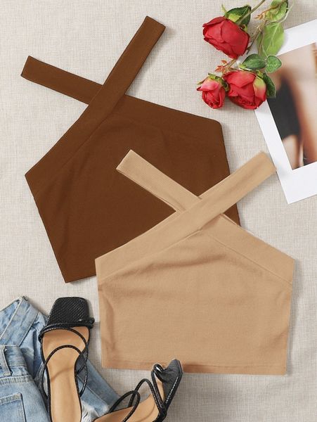 

2 pack crisscross crop halter w78e#, White