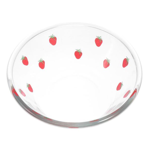 

bowls 1pc glass salad bowl with strawberry elements serving (transparent)