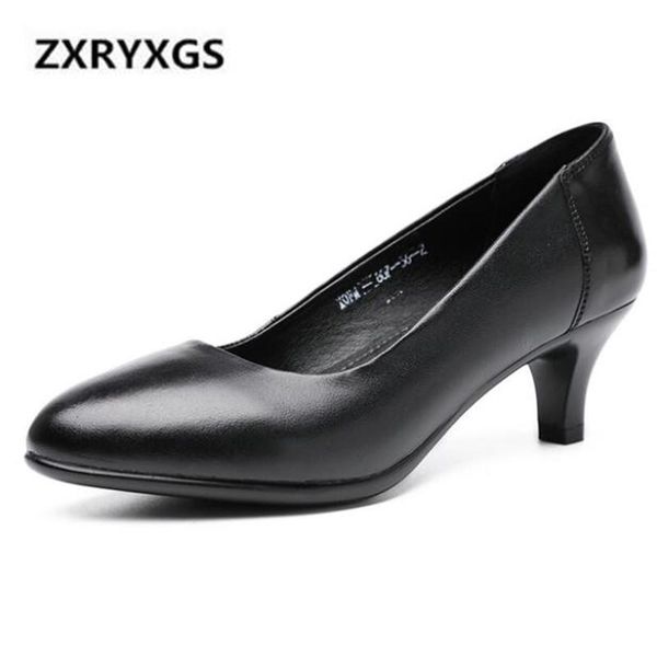 

dress shoes 2021 black pointed cow leather shallow mouth comfort women high heel non-slip breathable work pumps